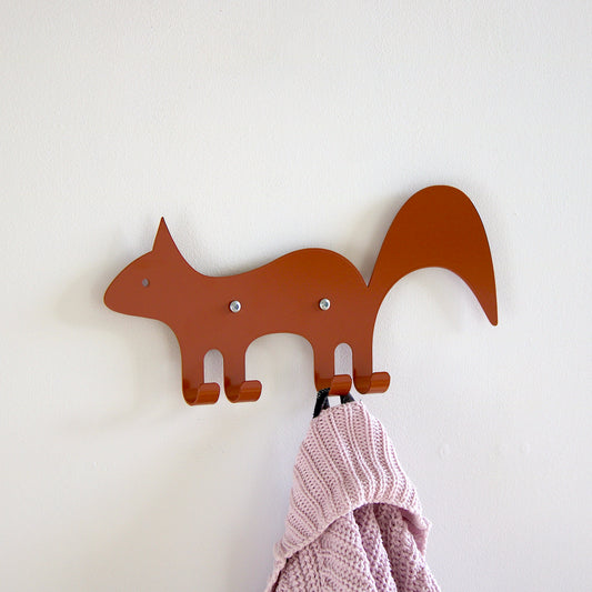 Facing left/ Kids Wall Hook Squirrel Brown