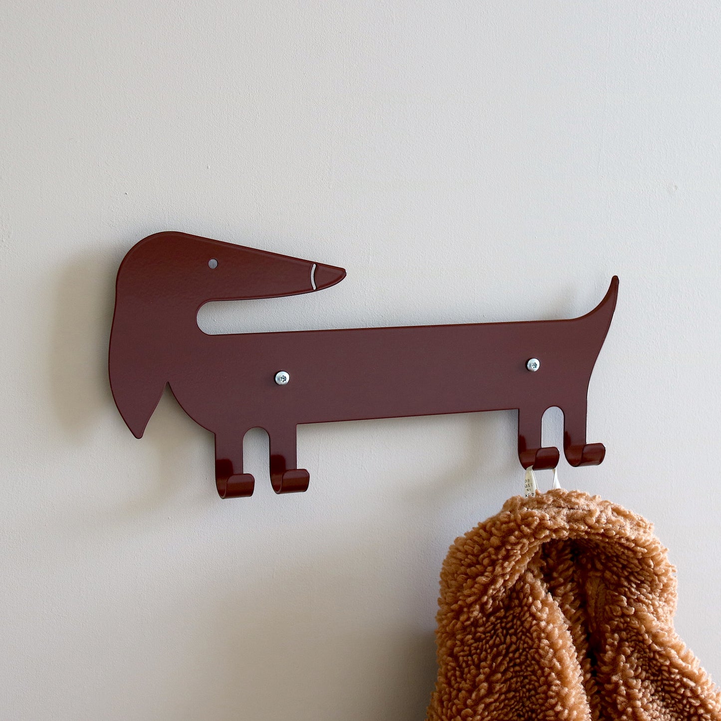 Facing left / Kids Wall Hook Dachshund Brown