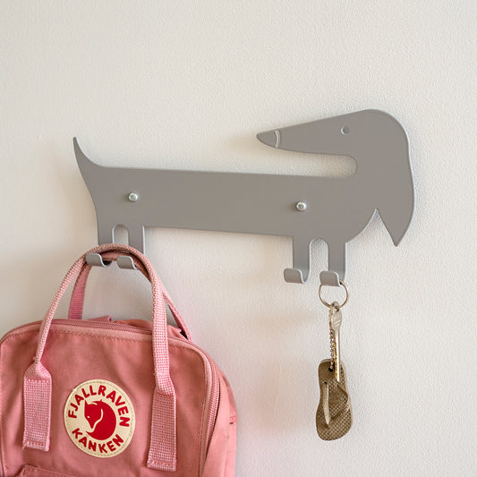 Kids Wall Hook Dachshund Gray
