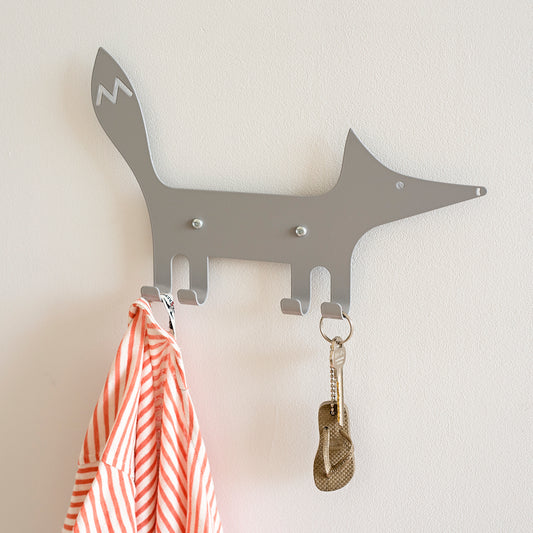 Kids Wall Hook Fox Gray