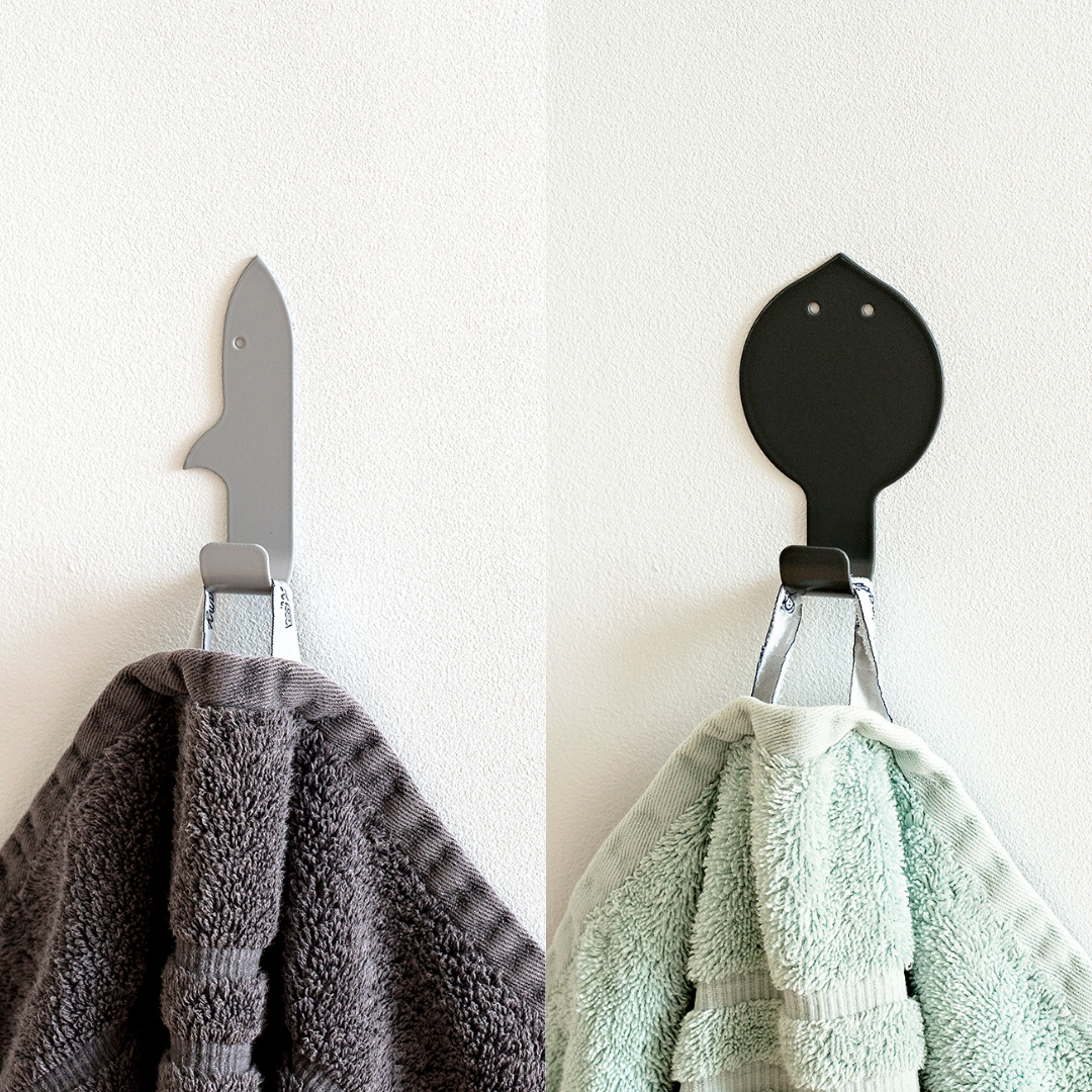 Towel Hangers For Kids, Playful Bathroom Hooks, Shark/Ray