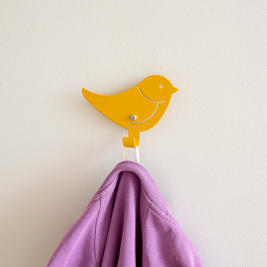 Kids Wall Hook Bird Yellow