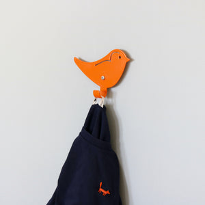 Kids Wall Hook Bird Orange